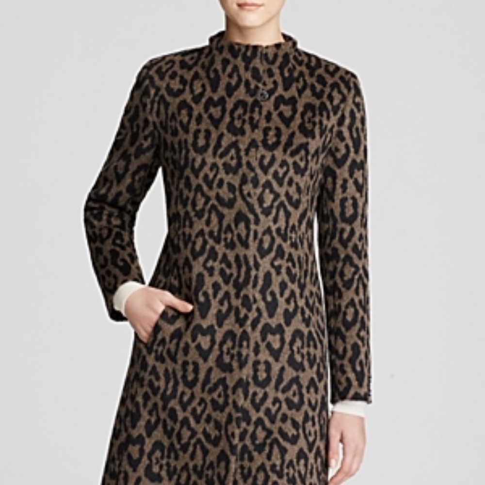 CINZIA ROCCA Leopard Print Wool/Alpaca Coat Sz 4